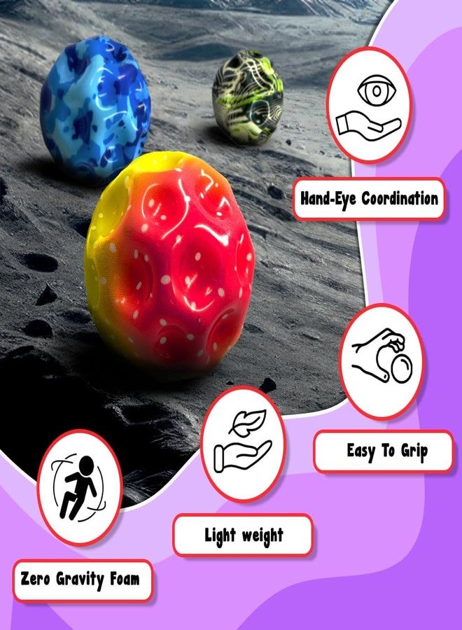 SEMNOX CREATION Super Bouncy Rubber Moon Ball Toy for Kids and Adults with Craters - High Bounce, Textured Grip, Perfect for Playtime Fun - Soft Foam Ball, Multicolor(Pack-2) - Image 4